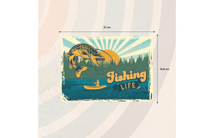Plenty Gifts Sign Metal Fishing Life (h)