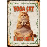 Plenty Gifts Sign Metal Yoga Cat (v)