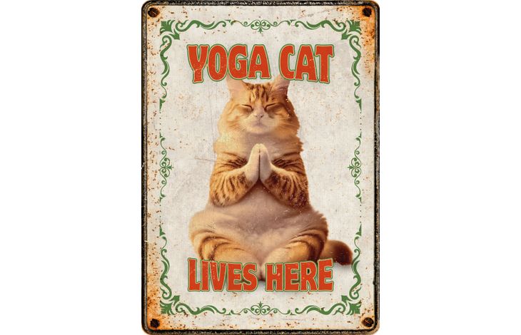 Plenty Gifts Sign Metal Yoga Cat (v)