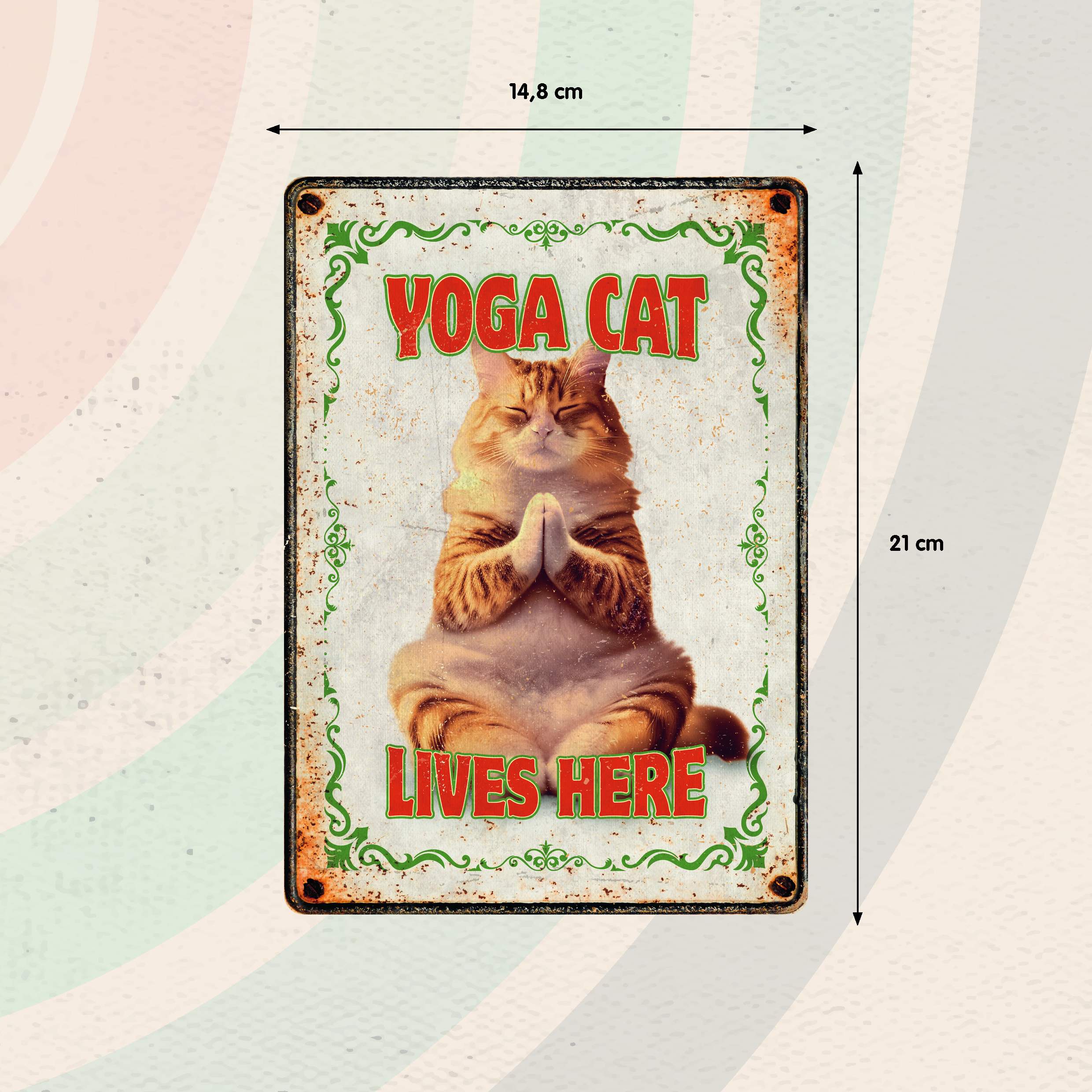 Plenty Gifts Sign Metal Yoga Cat (v)