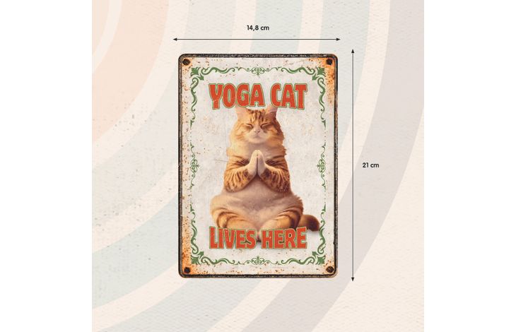 Plenty Gifts Sign Metal Yoga Cat (v)