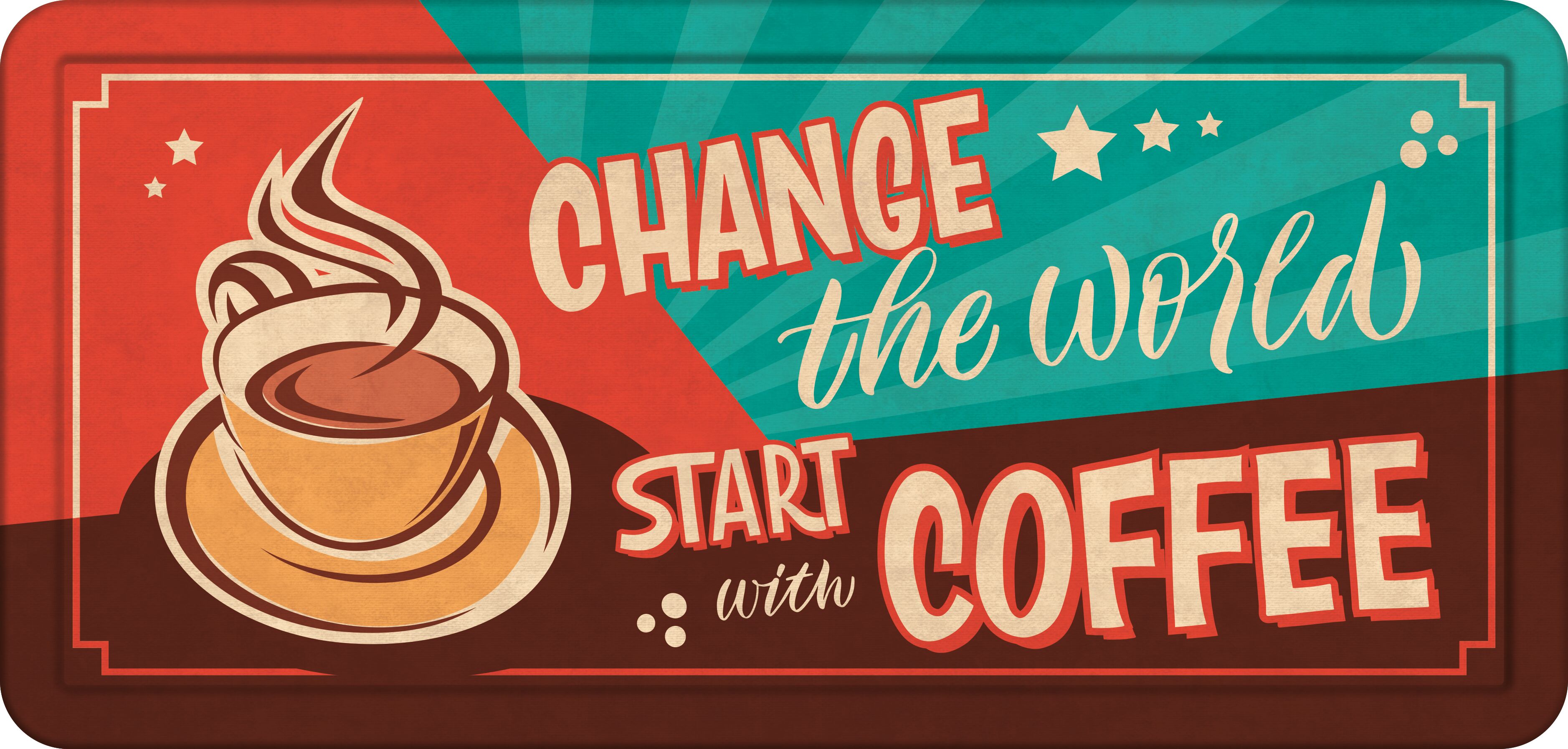 Plenty Gifts Sign Metal HL Change the World Coffee