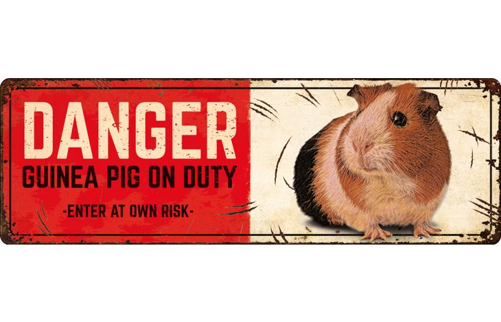 Plenty Gifts Sign Metal HM Danger Guinea Pig