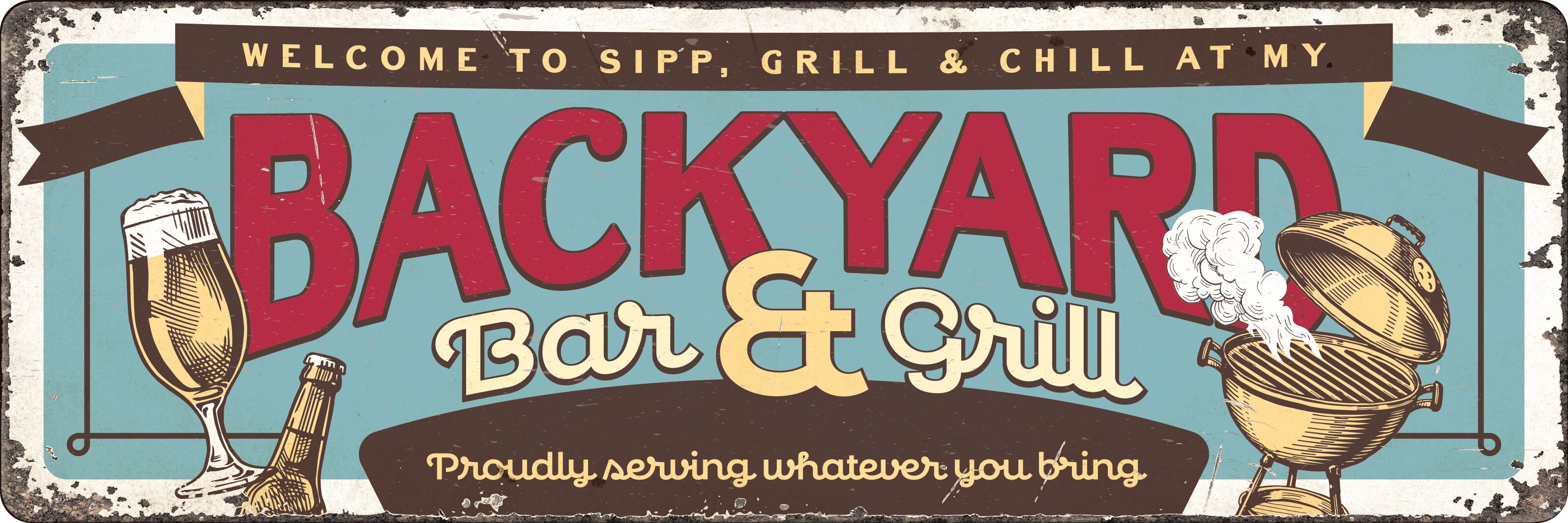 Plenty Gifts Sign Metal HM Backyard Bar & Grill