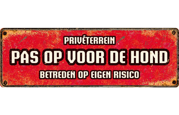 Plenty Gifts Bord Blik HM Pas Op Voor De Hond