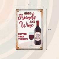 Plenty Gifts Sign Metal A4 Good Friends Wine (v)