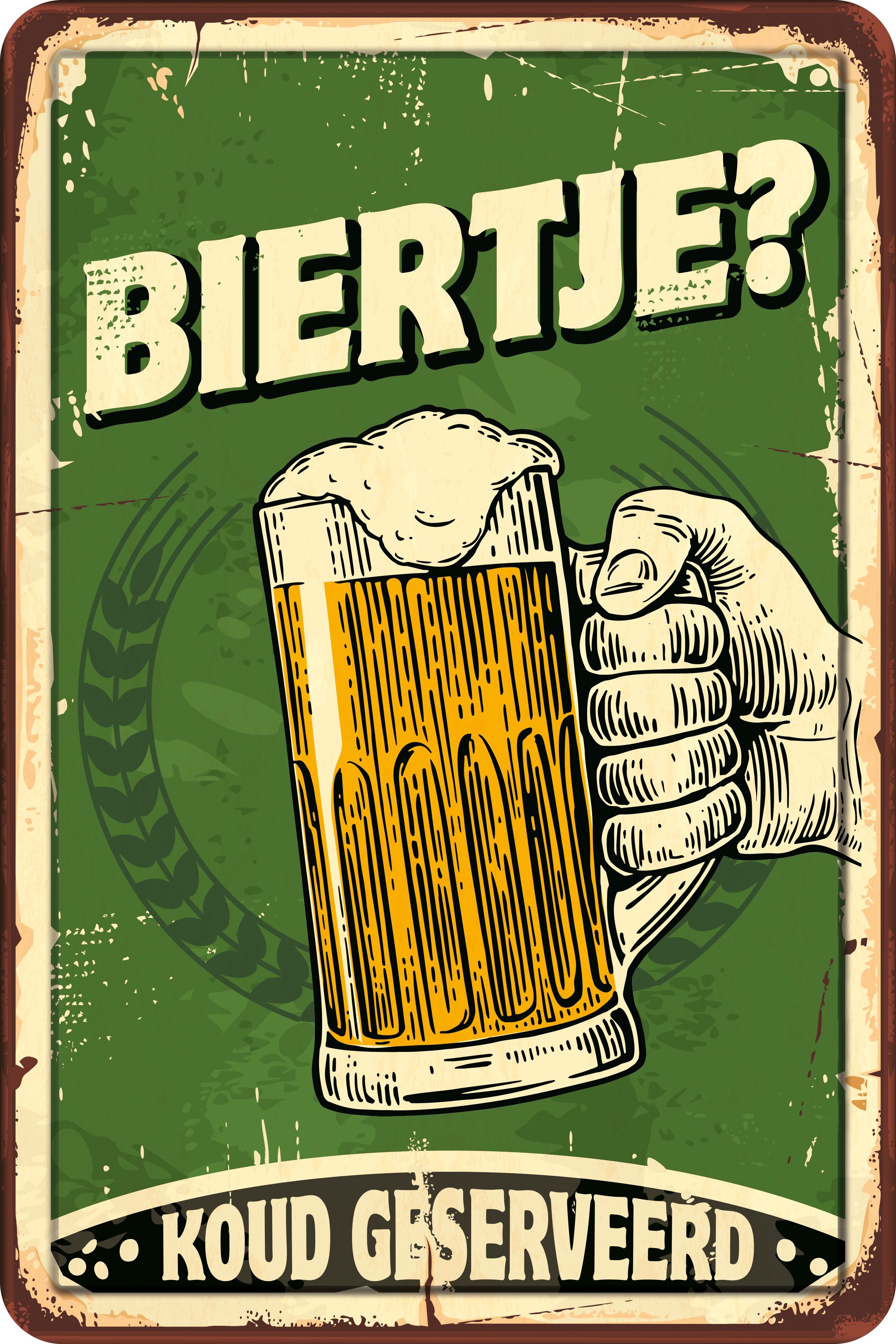 Plenty Gifts Bord Blik A4 Biertje (v)