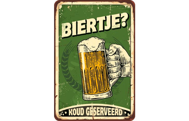 Plenty Gifts Bord Blik A4 Biertje (v)