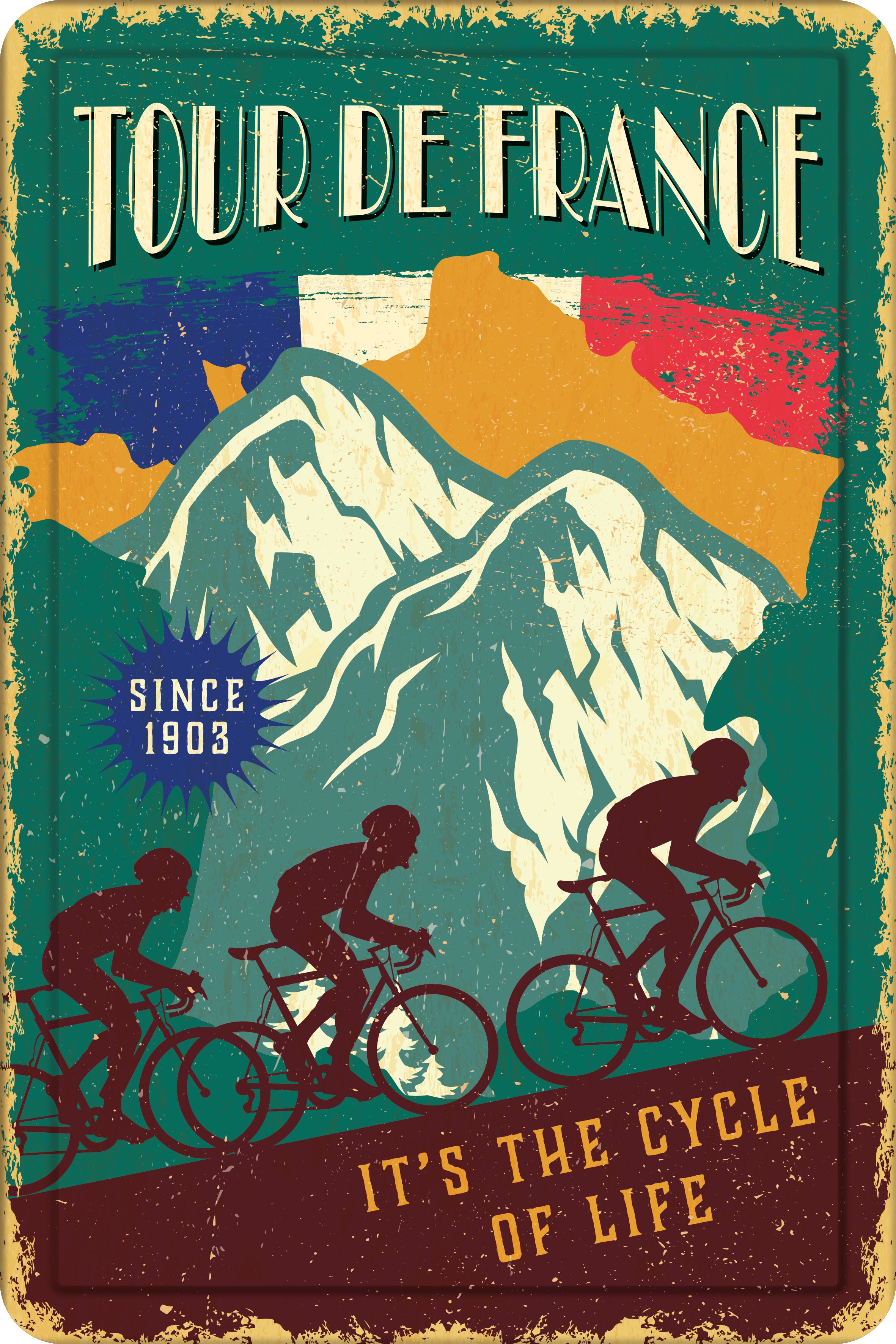 Plenty Gifts Sign Metal A4 Tour De France (v)