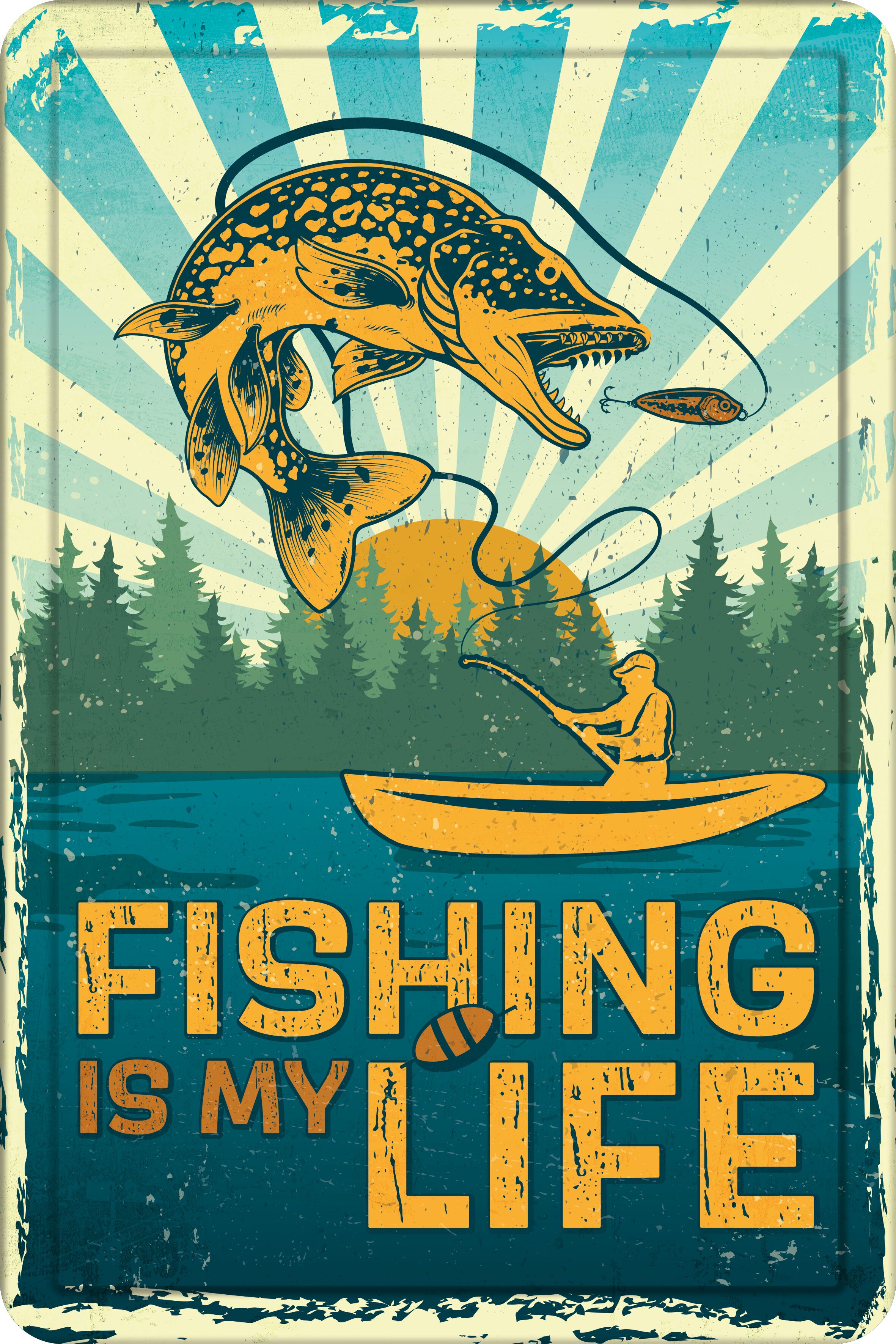 Plenty Gifts Sign Metal A4 Fishing Is My Life (v)