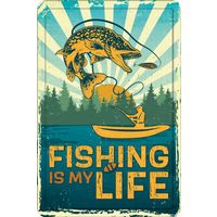 Plenty Gifts Sign Metal A4 Fishing Is My Life (v)