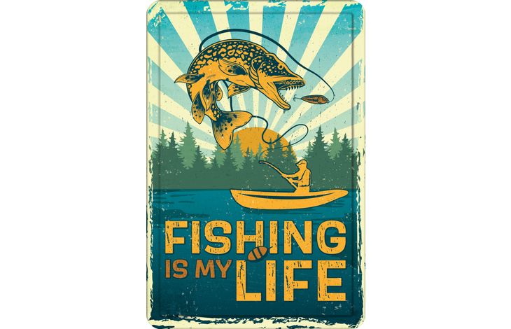 Plenty Gifts Sign Metal A4 Fishing Is My Life (v)