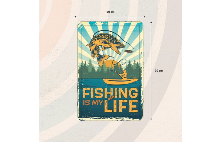 Plenty Gifts Sign Metal A4 Fishing Is My Life (v)