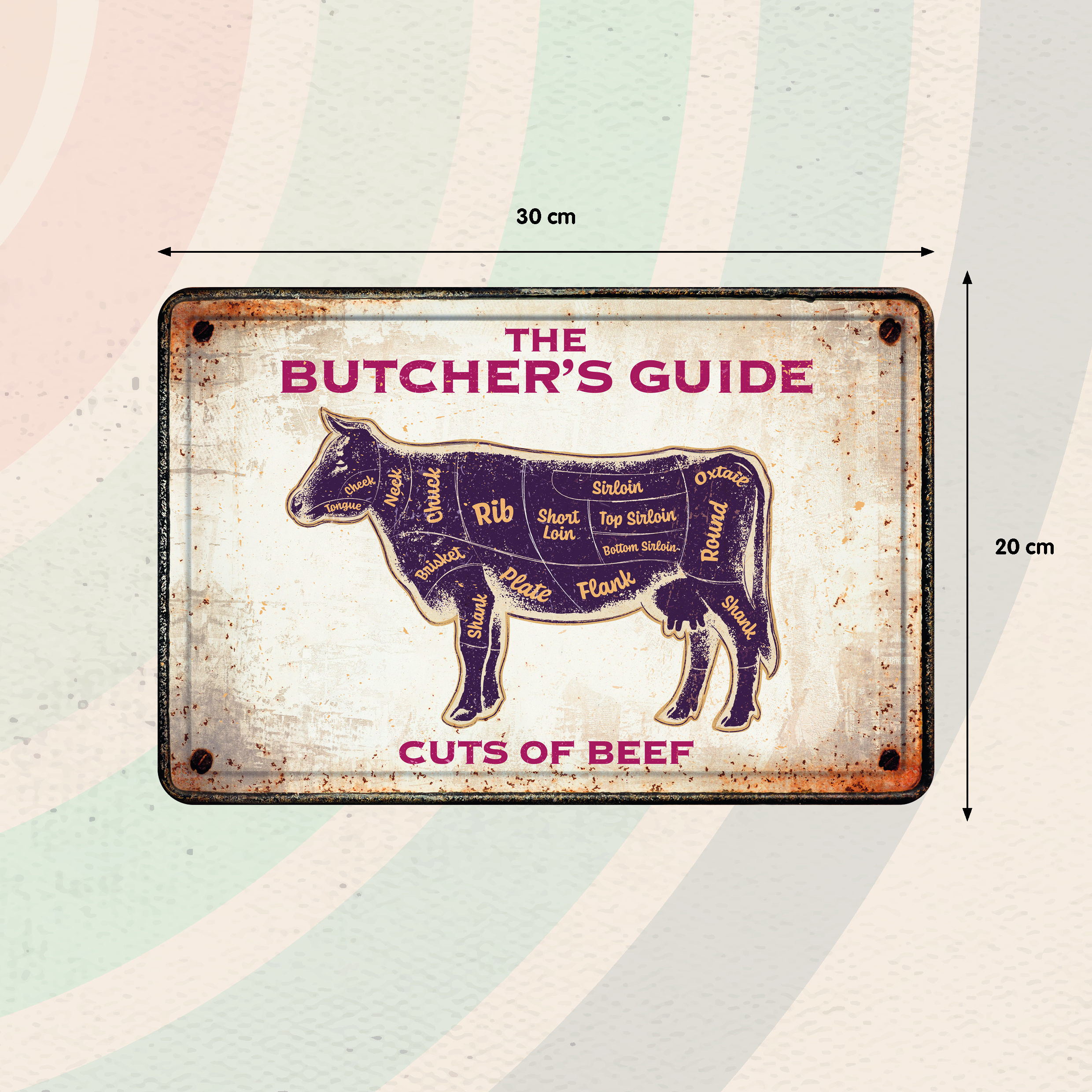 Plenty Gifts Sign Metal A4 Butcher Guide (h)