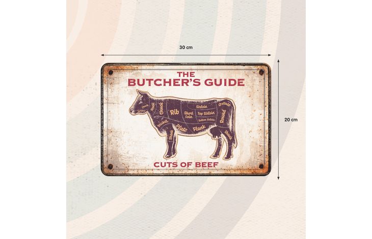 Plenty Gifts Sign Metal A4 Butcher Guide (h)