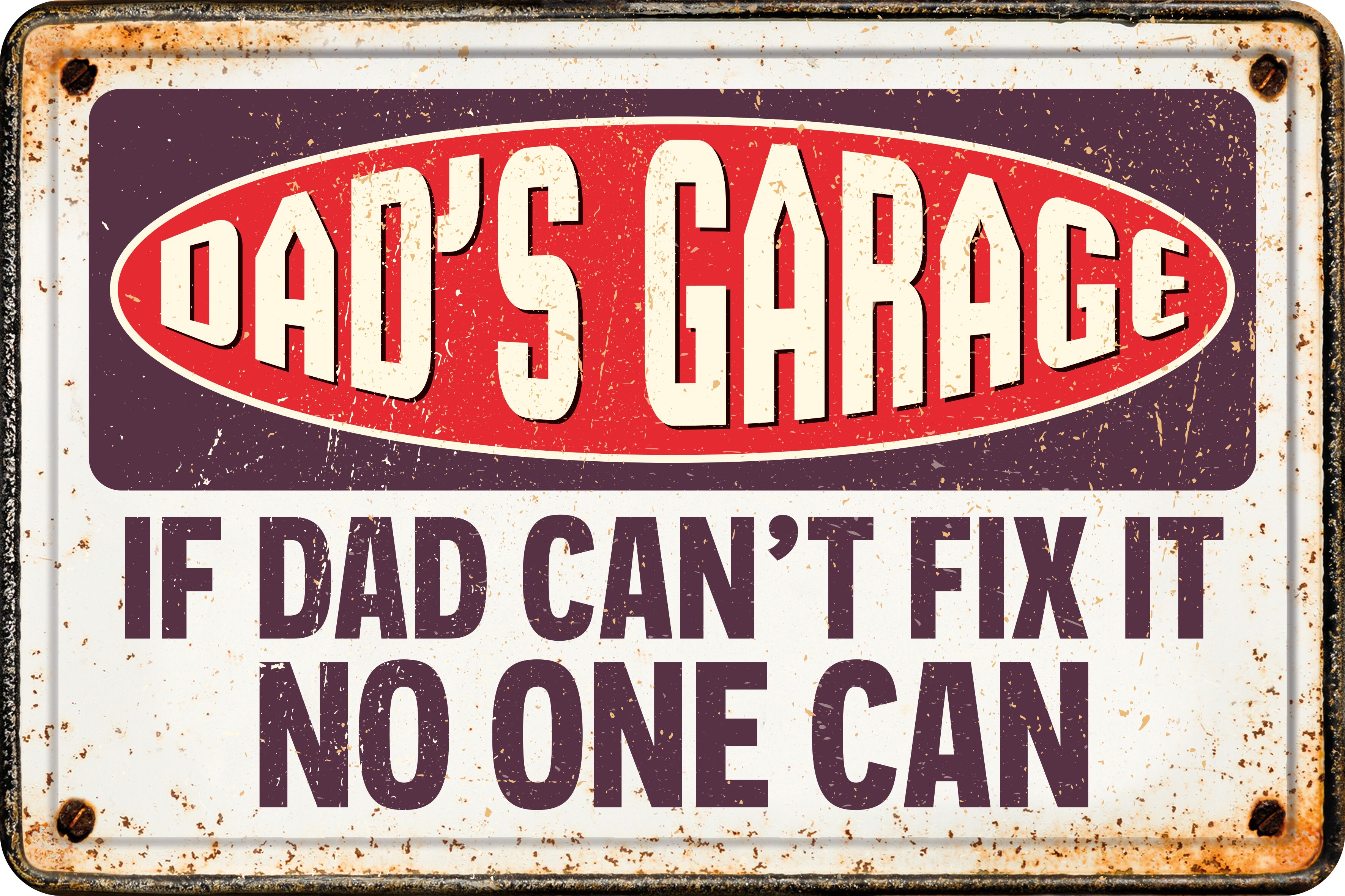 Plenty Gifts Sign Metal A4 Dad's Garage (h)