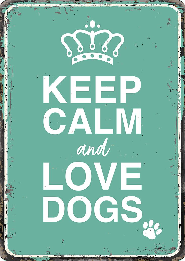 Plenty Gifts Sign Metal Keep Calm Love Dogs (v)