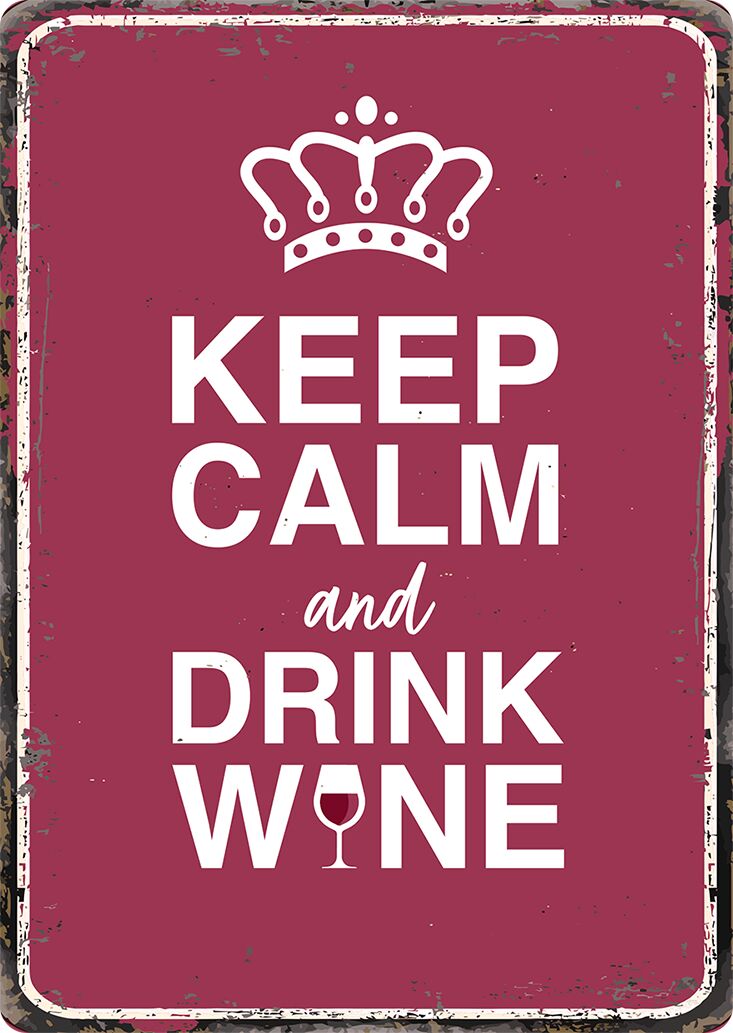 Plenty Gifts Sign Metal Keep Calm Drink Wine (v)
