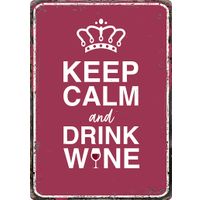 Plenty Gifts Sign Metal Keep Calm Drink Wine (v)