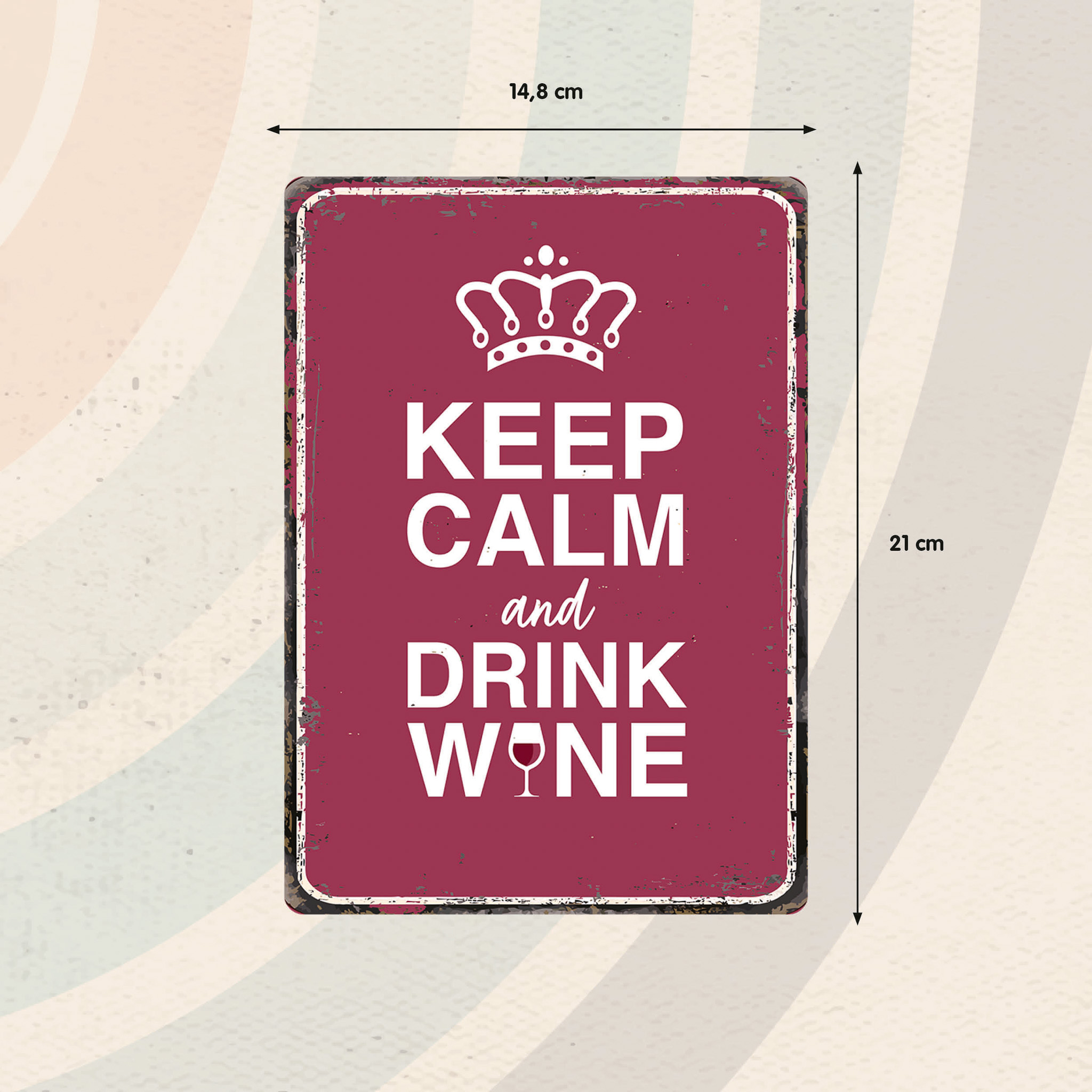 Plenty Gifts Sign Metal Keep Calm Drink Wine (v)
