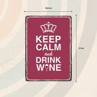 Plenty Gifts Sign Metal Keep Calm Drink Wine (v)