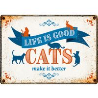 Plenty Gifts Sign Metal Life is Good Cats (h)