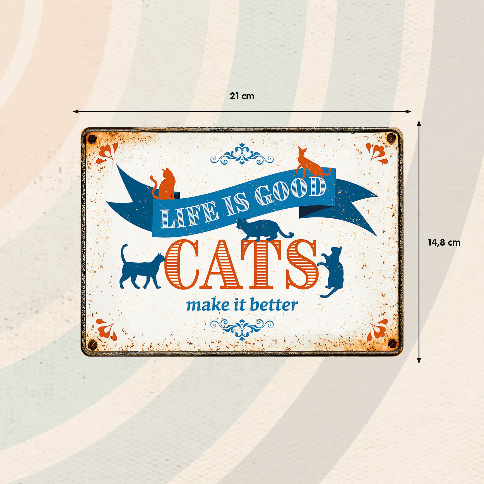 Plenty Gifts Sign Metal Life is Good Cats (h)