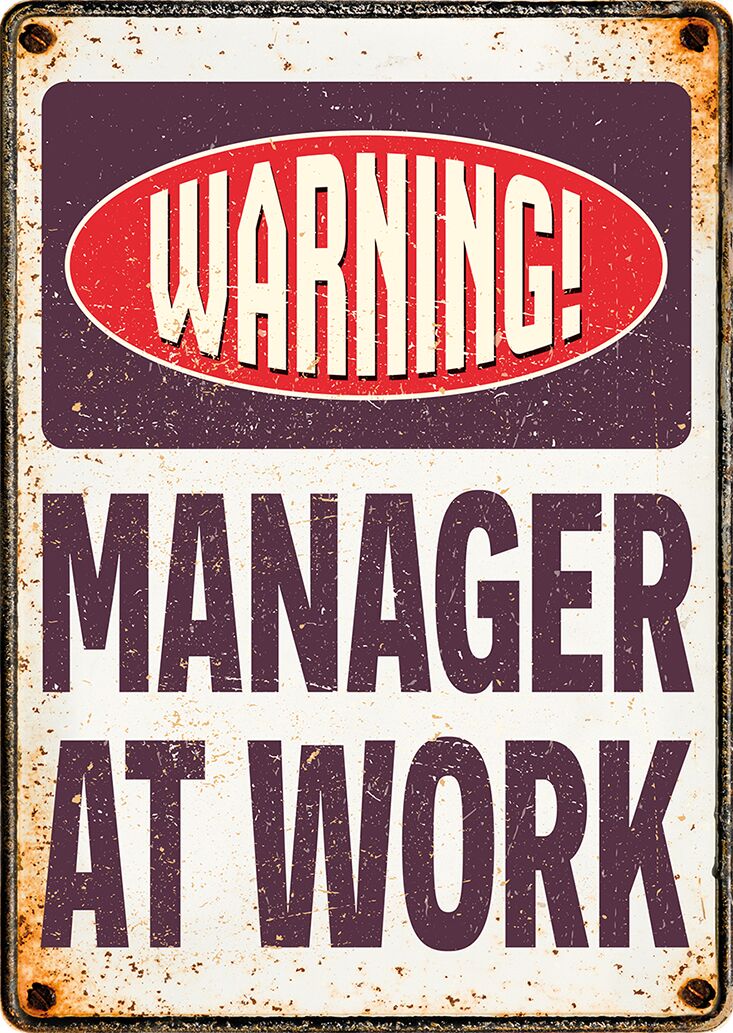 Plenty Gifts Sign Metal Manager At Work (v)