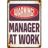 Plenty Gifts Sign Metal Manager At Work (v)
