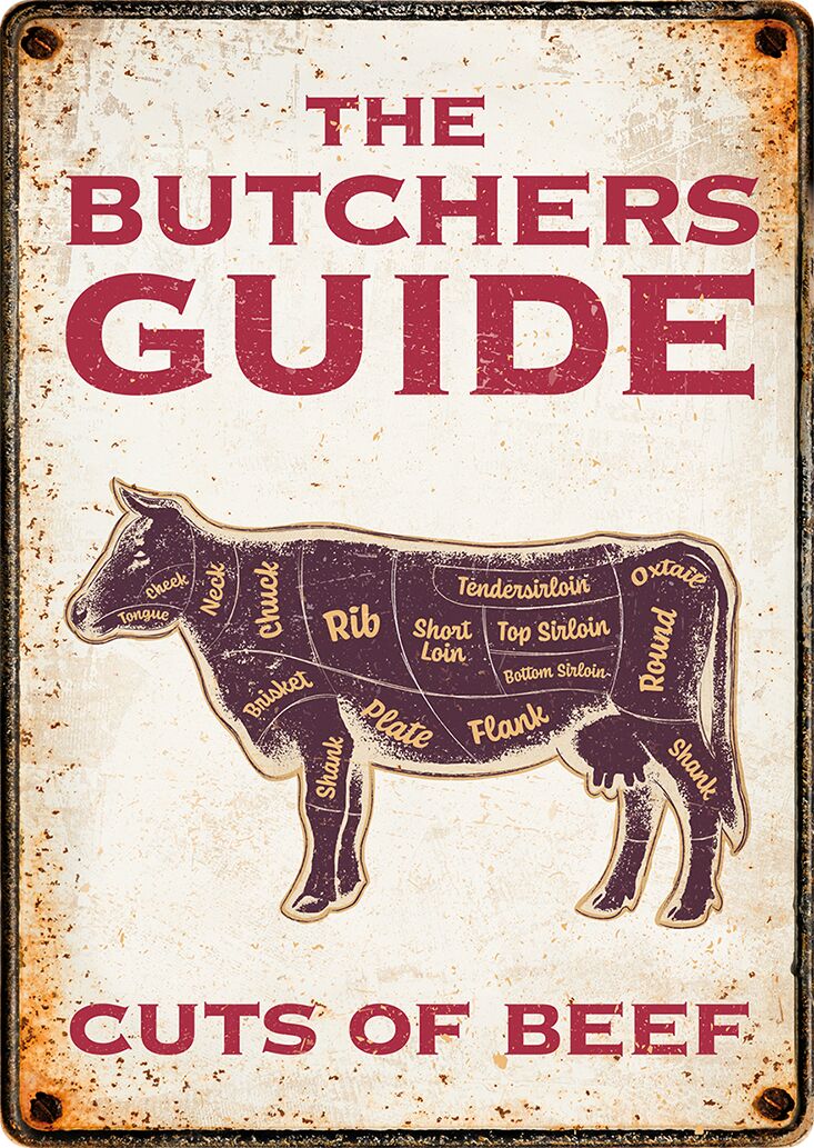 Plenty Gifts Sign Metal The Butchers Guide (v)