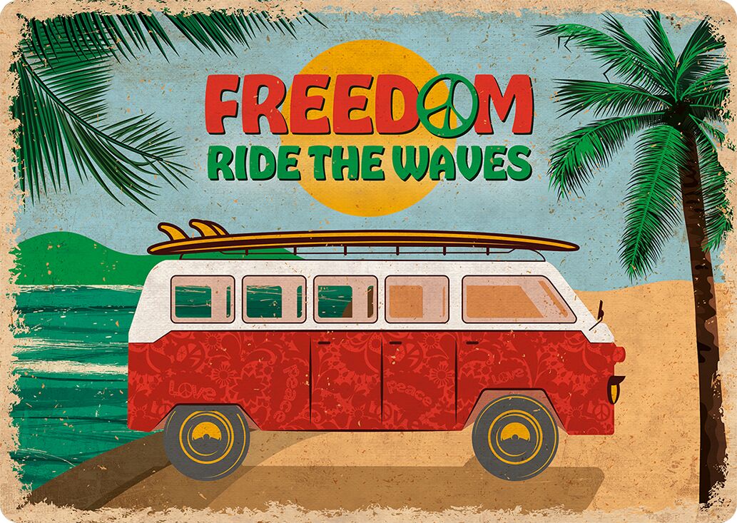 Plenty Gifts Sign Metal Freedom Ride The Waves (h)