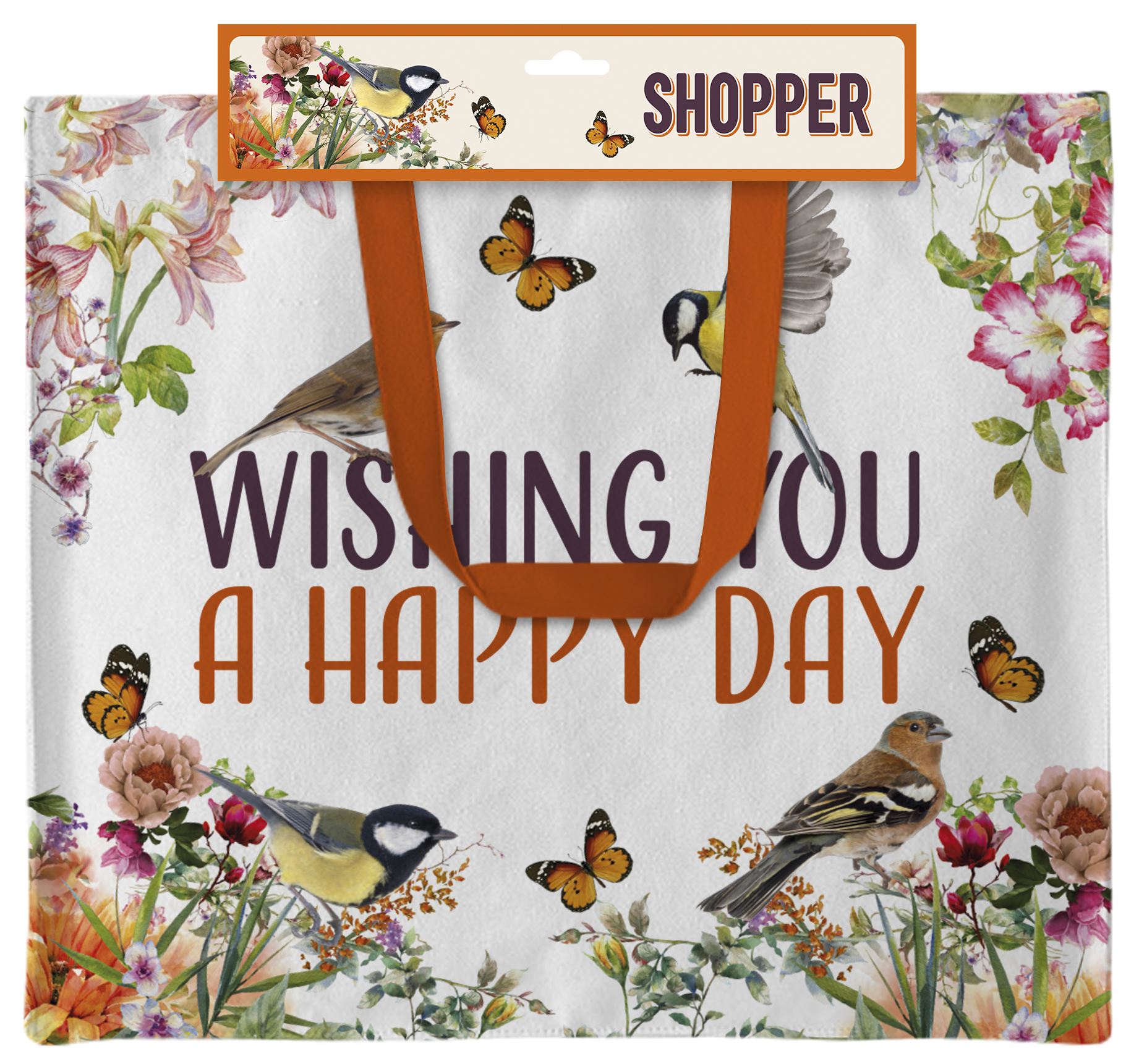Plenty Gifts Canvas Tote Bag Happy Day Birds