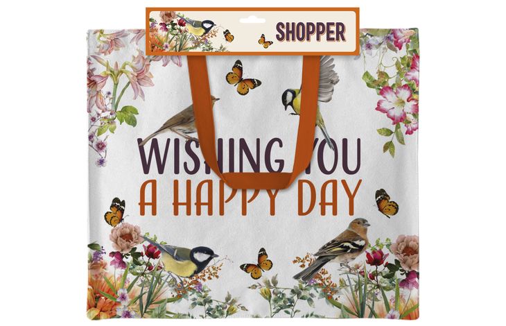 Plenty Gifts Canvas Tote Bag Happy Day Birds