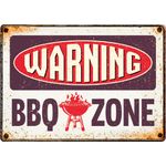 Bord blik BBQ Zone Warning (h)