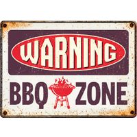 Plenty Gifts Bord blik BBQ Zone Warning (h)