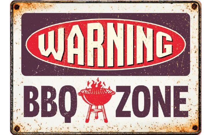 Plenty Gifts Bord blik BBQ Zone Warning (h)