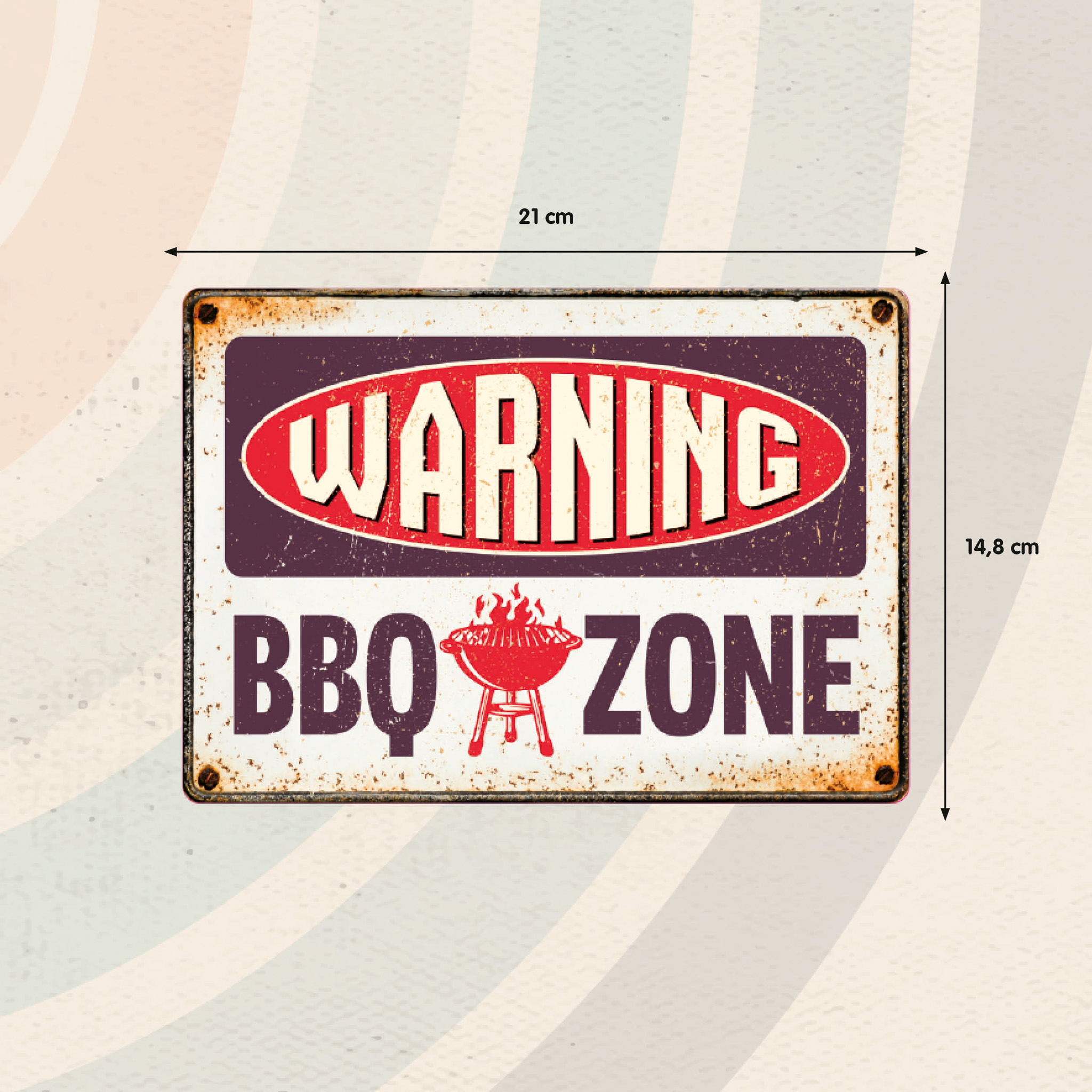 Plenty Gifts Bord blik BBQ Zone Warning (h)