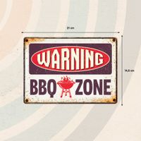 Plenty Gifts Bord blik BBQ Zone Warning (h)
