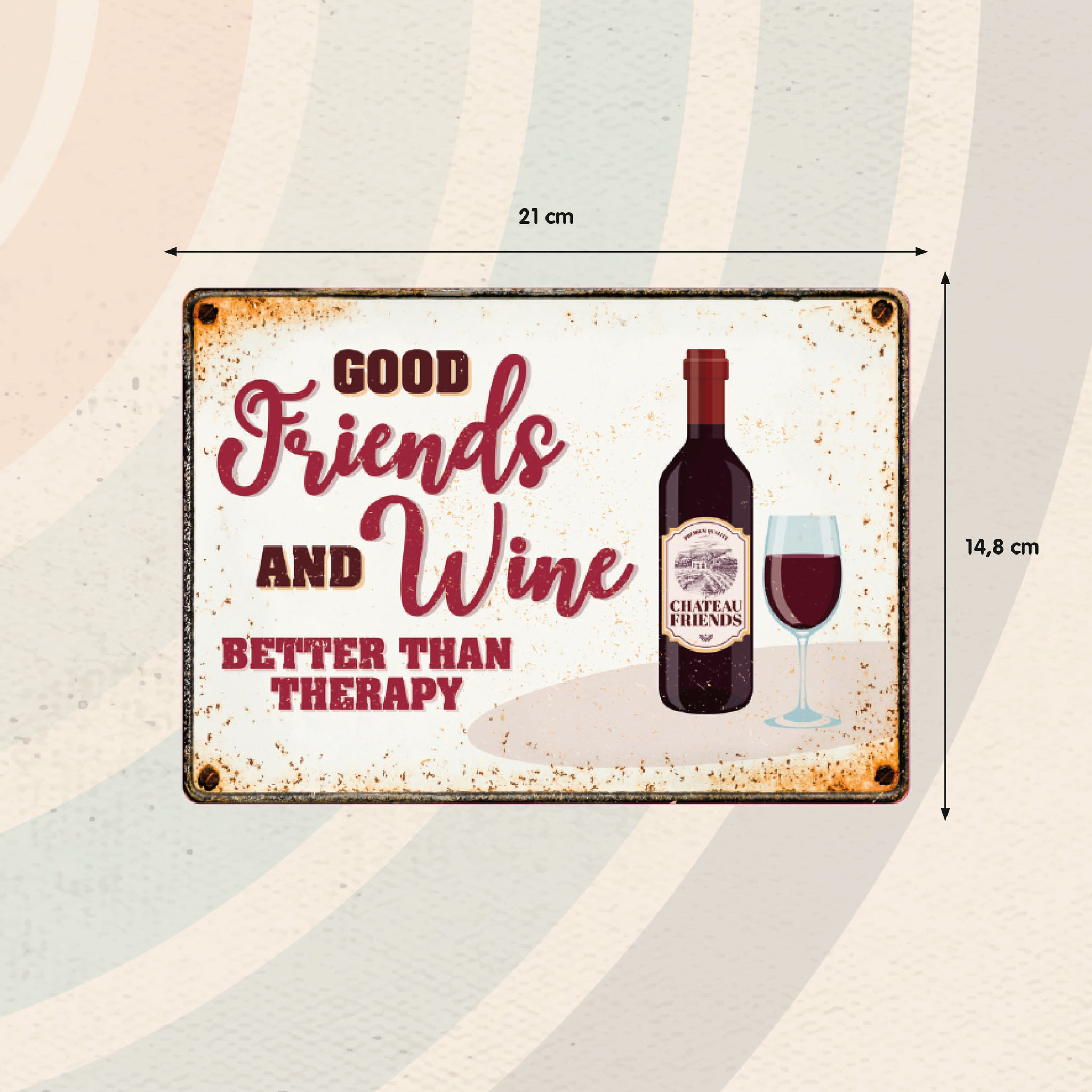 Plenty Gifts Sign Metal Friends and Wine (h)