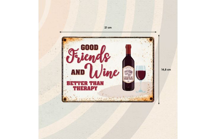 Plenty Gifts Sign Metal Friends and Wine (h)