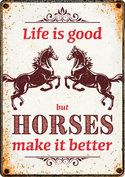 Plenty Gifts Sign Metal Life is good Horses make it better (v)