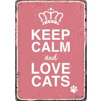 Plenty Gifts Sign Metal Keep Calm and Love Cats (v)