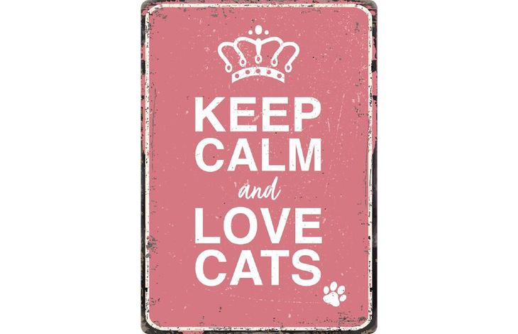 Plenty Gifts Sign Metal Keep Calm and Love Cats (v)