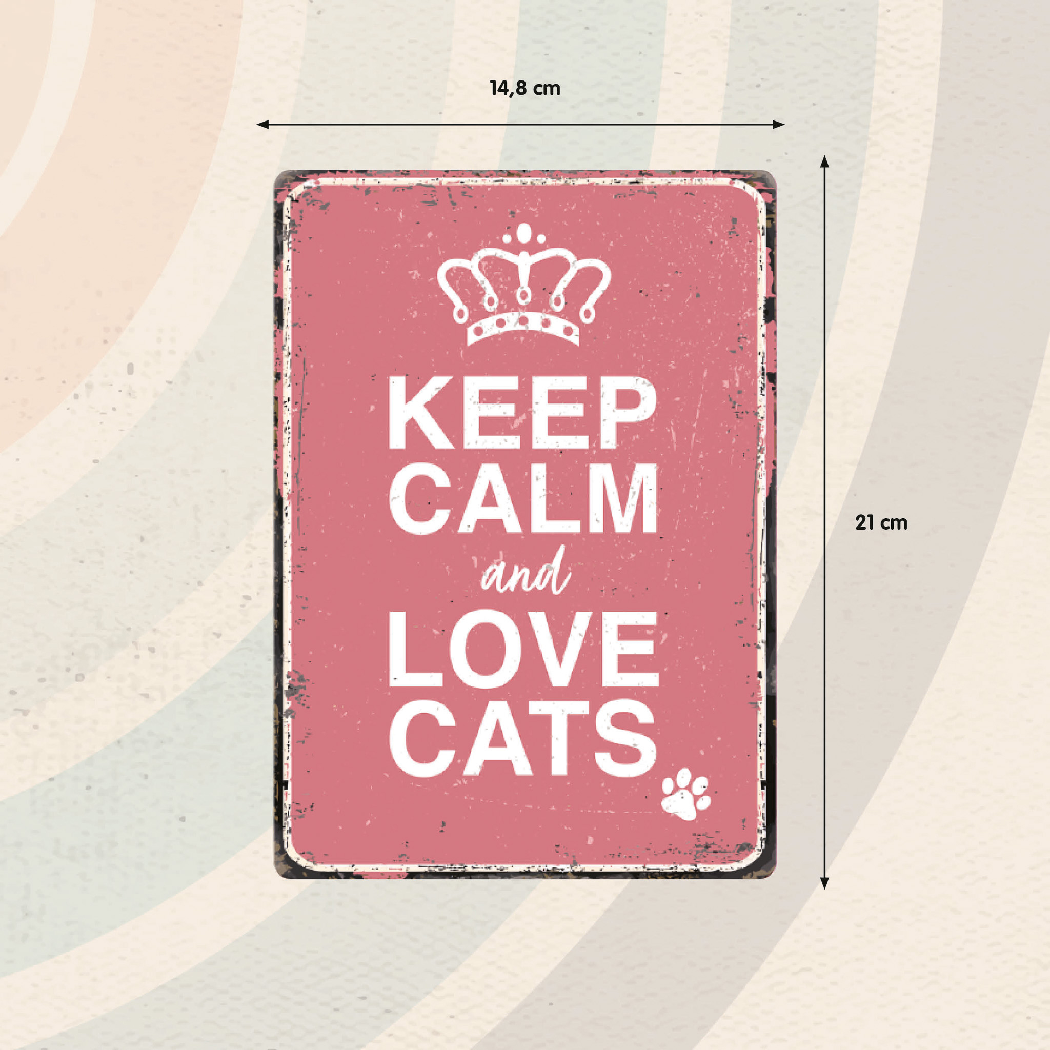 Plenty Gifts Sign Metal Keep Calm and Love Cats (v)