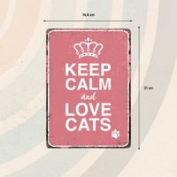 Plenty Gifts Sign Metal Keep Calm and Love Cats (v)