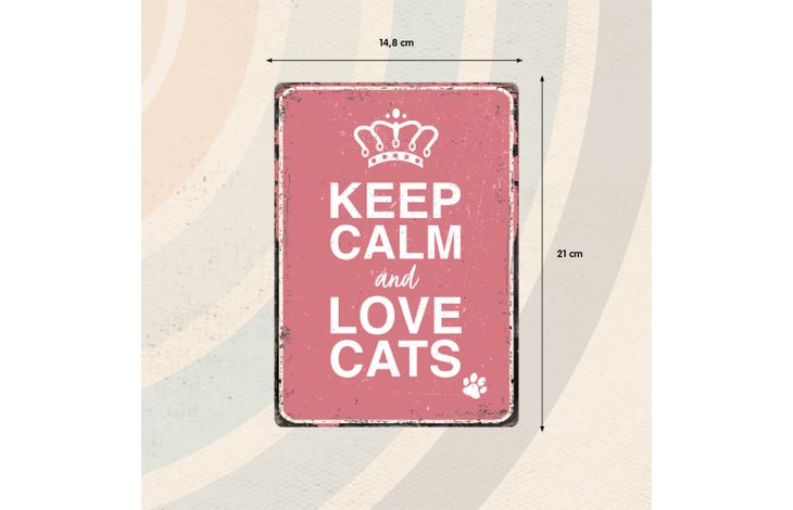 Plenty Gifts Sign Metal Keep Calm and Love Cats (v)