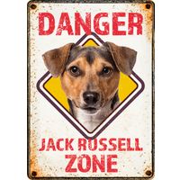 Plenty Gifts Sign Metal Jack Russell Zone Danger (v)