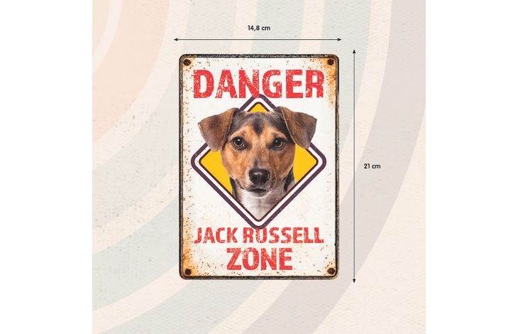 Plenty Gifts Sign Metal Jack Russell Zone Danger (v)