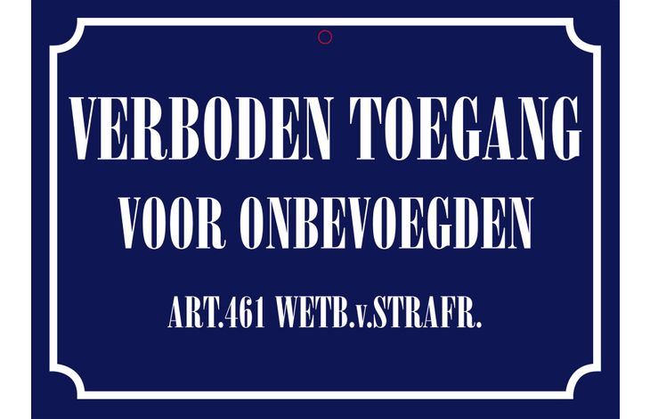 Plenty Gifts Bord Blik Verboden Toegang (h)