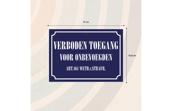 Plenty Gifts Bord Blik Verboden Toegang (h)